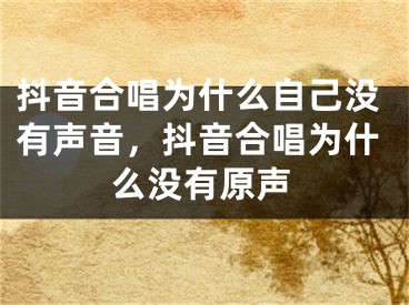 抖音合唱为什么自己没有声音，抖音合唱为什么没有原声