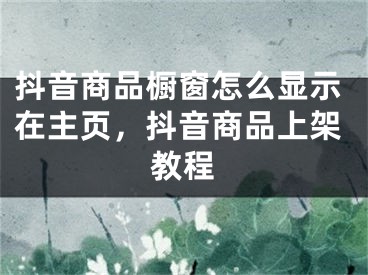 抖音商品橱窗怎么显示在主页，抖音商品上架教程