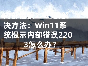 内部错误2203的解决方法：Win11系统提示内部错误2203怎么办？