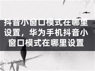 抖音小窗口模式在哪里设置，华为手机抖音小窗口模式在哪里设置