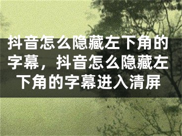 抖音怎么隐藏左下角的字幕，抖音怎么隐藏左下角的字幕进入清屏