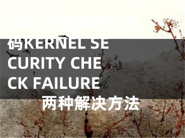 Win10蓝屏终止代码KERNEL SECURITY CHECK FAILURE两种解决方法