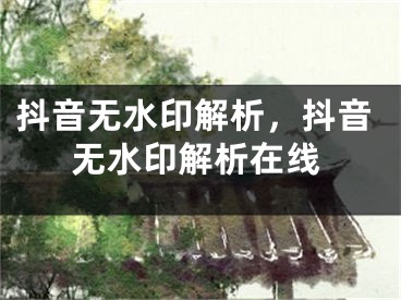 抖音无水印解析，抖音无水印解析在线