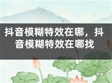 抖音模糊特效在哪，抖音模糊特效在哪找