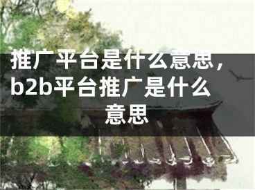 推广平台是什么意思，b2b平台推广是什么意思