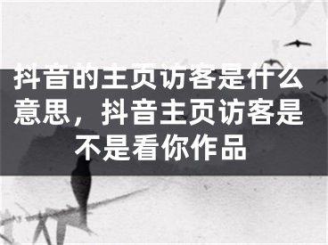 抖音的主页访客是什么意思，抖音主页访客是不是看你作品