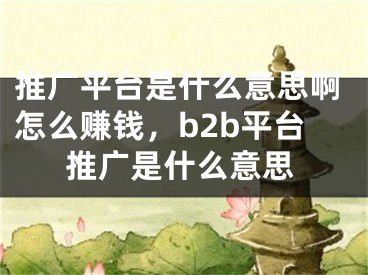 推广平台是什么意思啊怎么赚钱，b2b平台推广是什么意思