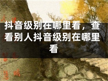 抖音级别在哪里看，查看别人抖音级别在哪里看