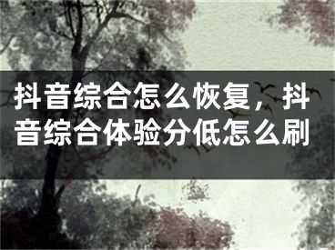 抖音综合怎么恢复，抖音综合体验分低怎么刷