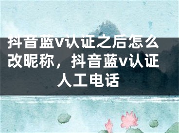 抖音蓝v认证之后怎么改昵称，抖音蓝v认证人工电话