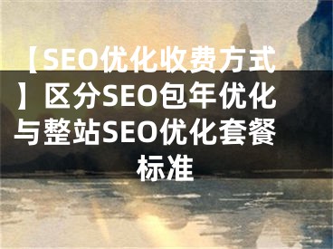 【SEO优化收费方式】区分SEO包年优化与整站SEO优化套餐标准 