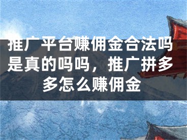 推广平台赚佣金合法吗是真的吗吗，推广拼多多怎么赚佣金