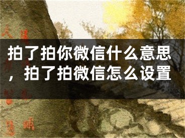 拍了拍你微信什么意思，拍了拍微信怎么设置