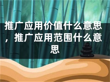 推广应用价值什么意思，推广应用范围什么意思