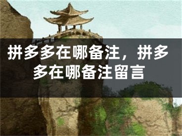 拼多多在哪备注，拼多多在哪备注留言