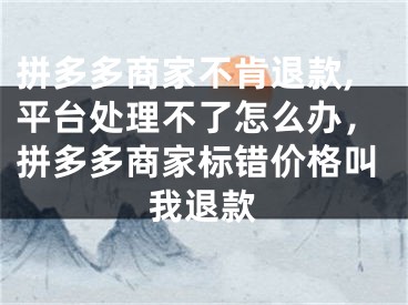 拼多多商家不肯退款,平台处理不了怎么办，拼多多商家标错价格叫我退款