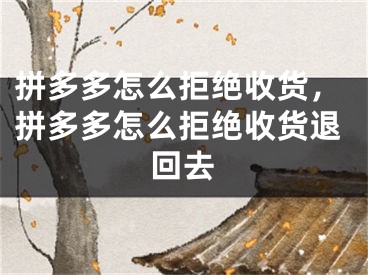 拼多多怎么拒绝收货，拼多多怎么拒绝收货退回去