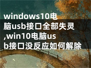 windows10电脑usb接口全部失灵,win10电脑usb接口没反应如何解除