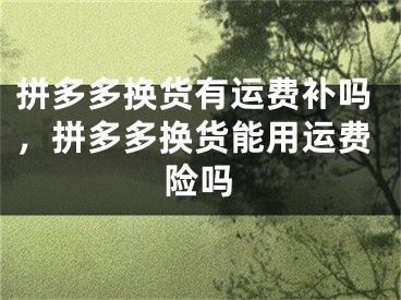 拼多多换货有运费补吗，拼多多换货能用运费险吗