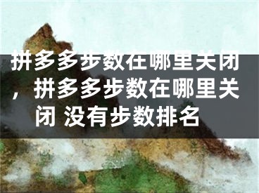 拼多多步数在哪里关闭，拼多多步数在哪里关闭 没有步数排名