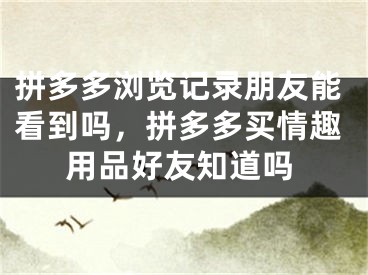 拼多多浏览记录朋友能看到吗，拼多多买情趣用品好友知道吗