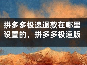 拼多多极速退款在哪里设置的，拼多多极速版