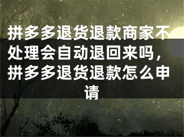 拼多多退货退款商家不处理会自动退回来吗，拼多多退货退款怎么申请