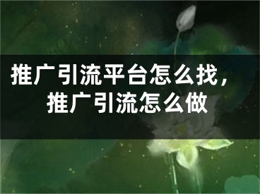 推广引流平台怎么找，推广引流怎么做