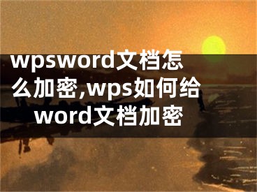wpsword文档怎么加密,wps如何给word文档加密
