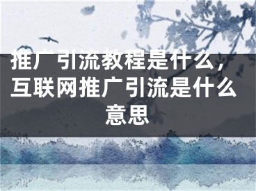 推广引流教程是什么，互联网推广引流是什么意思