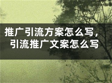 推广引流方案怎么写，引流推广文案怎么写