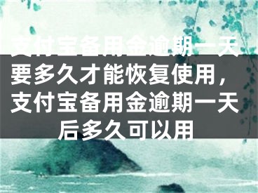 支付宝备用金逾期一天要多久才能恢复使用，支付宝备用金逾期一天后多久可以用