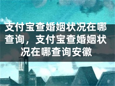 支付宝查婚姻状况在哪查询，支付宝查婚姻状况在哪查询安徽