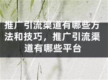 推广引流渠道有哪些方法和技巧，推广引流渠道有哪些平台