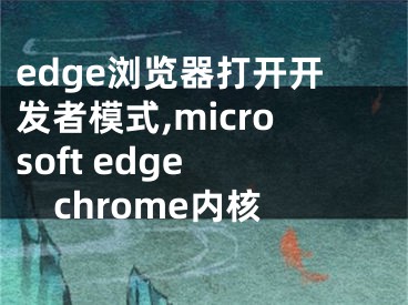 edge浏览器打开开发者模式,microsoft edge chrome内核