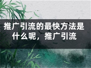 推广引流的最快方法是什么呢，推广引流