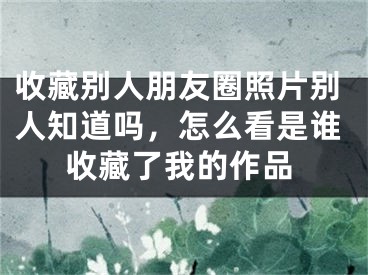 收藏别人朋友圈照片别人知道吗，怎么看是谁收藏了我的作品