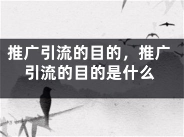 推广引流的目的，推广引流的目的是什么