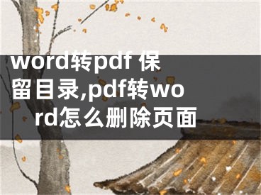 word转pdf 保留目录,pdf转word怎么删除页面