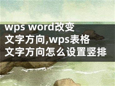 wps word改变文字方向,wps表格文字方向怎么设置竖排