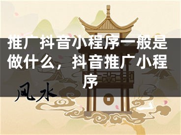 推广抖音小程序一般是做什么，抖音推广小程序