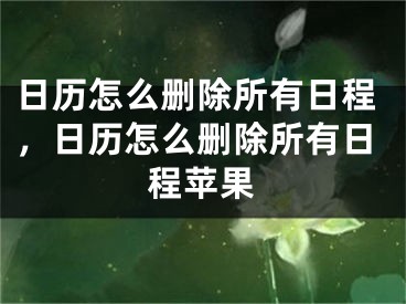 日历怎么删除所有日程，日历怎么删除所有日程苹果