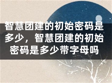 智慧团建的初始密码是多少，智慧团建的初始密码是多少带字母吗