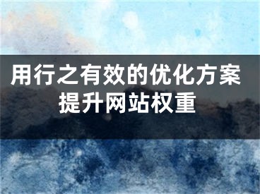 用行之有效的优化方案提升网站权重