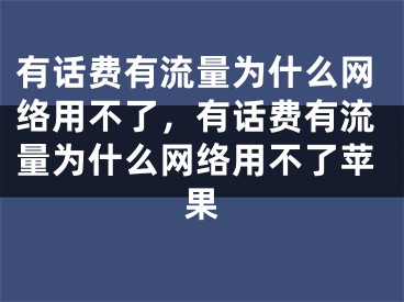 有话费有流量为什么网络用不了，有话费有流量为什么网络用不了苹果