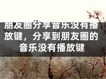 朋友圈分享音乐没有播放键，分享到朋友圈的音乐没有播放键