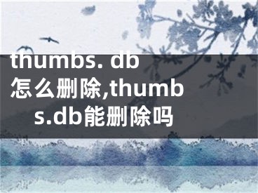 thumbs. db怎么删除,thumbs.db能删除吗