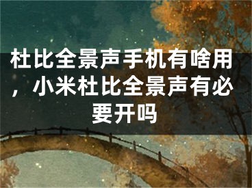 杜比全景声手机有啥用，小米杜比全景声有必要开吗