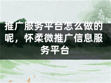 推广服务平台怎么做的呢，怀柔微推广信息服务平台 