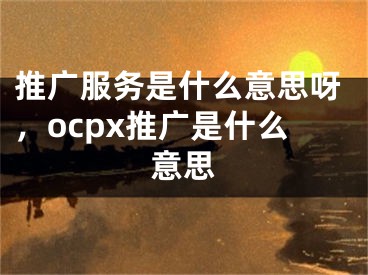 推广服务是什么意思呀，ocpx推广是什么意思
